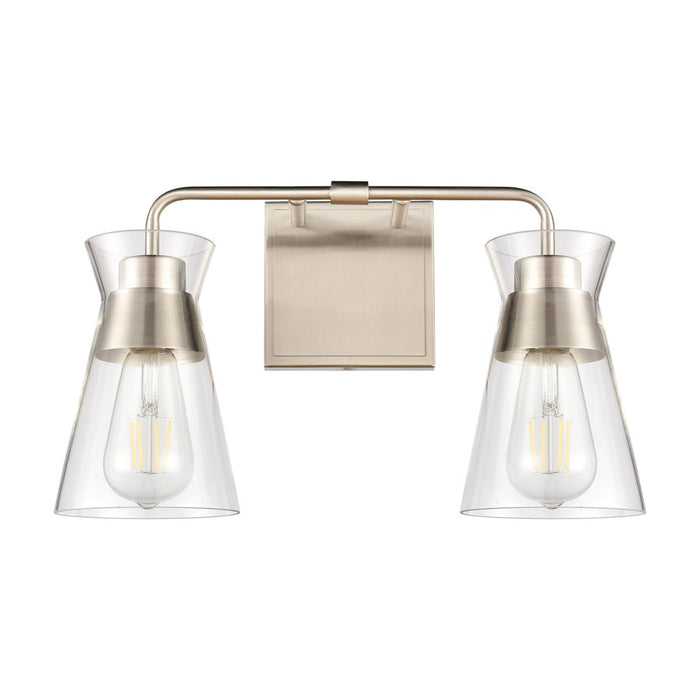 Atlas Lighting Brookville 15'' Wide 2Lt Vanity Light, Nickel/Clear
