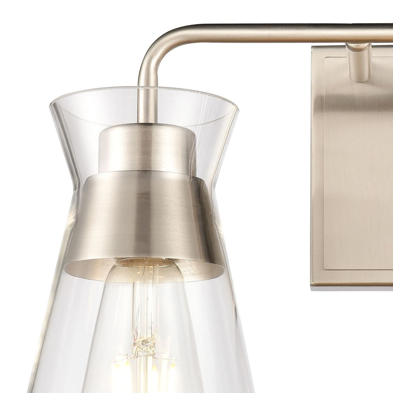 Atlas Lighting Brookville 15'' Wide 2Lt Vanity Light, Nickel/Clear