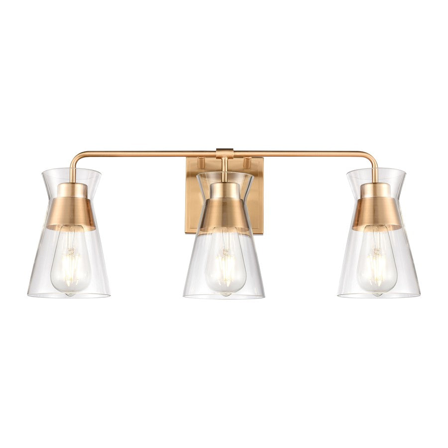 Atlas Lighting Brookville 22'' Wide 3Lt Vanity Light, Brass/Clear