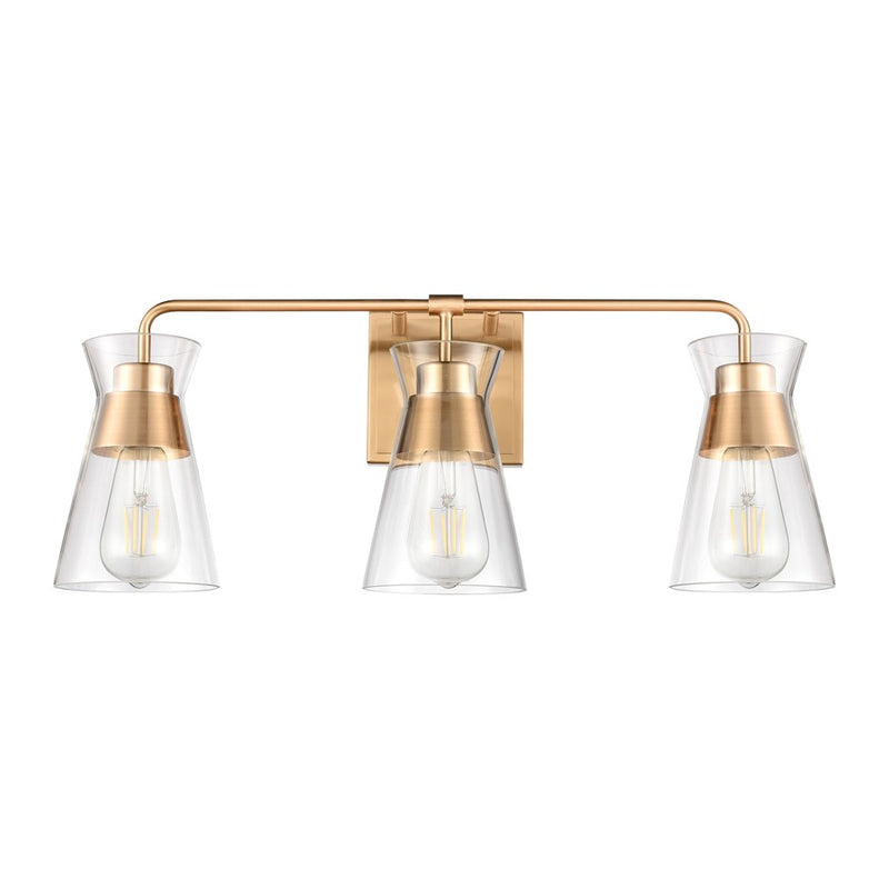 Atlas Lighting Brookville 22in 3-Light Vanity Light | Transitional Burnished Brass and Clear Glass | Bathroom Vanity | Model WL11232-BS