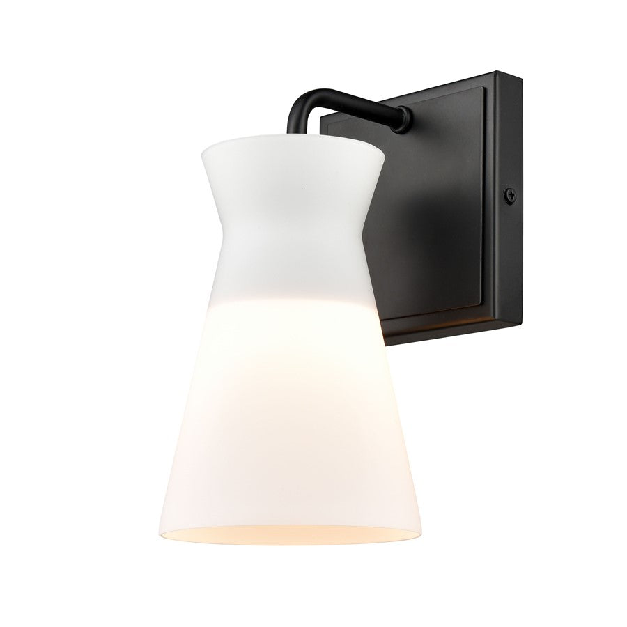 Atlas Lighting Brookville 9'' High 1Lt Sconce, Matte Black/White