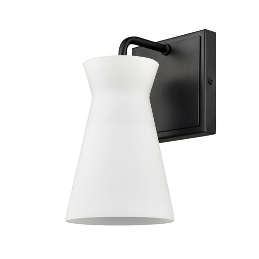 Atlas Lighting Brookville 9'' High 1Lt Sconce, Matte Black/White