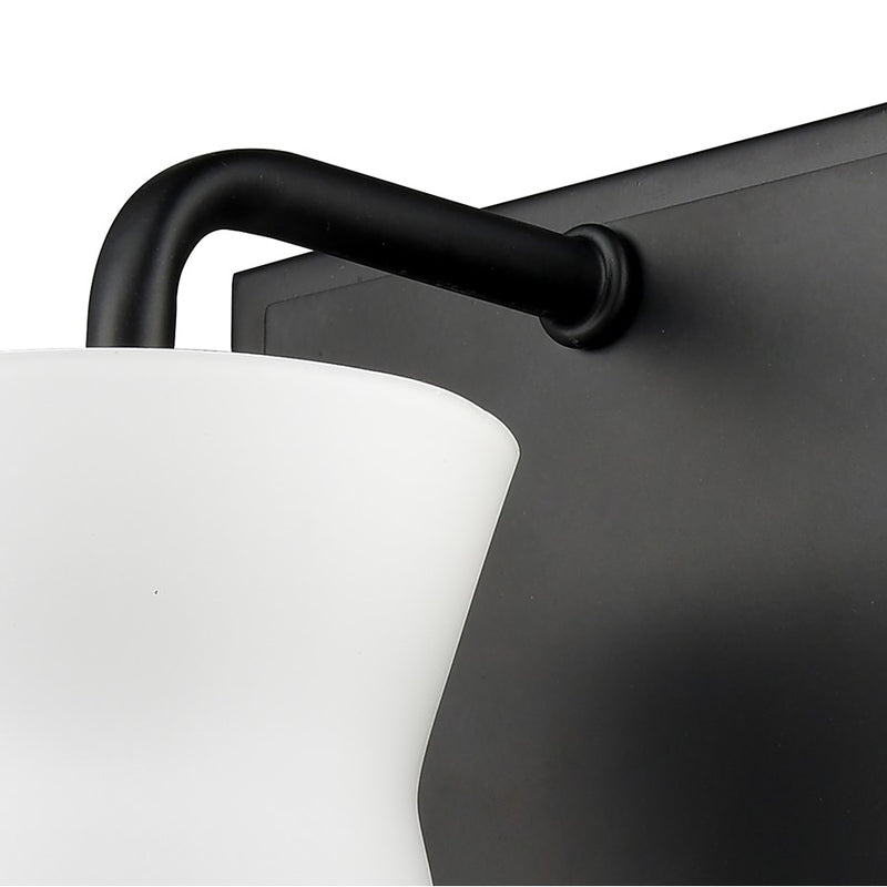 Atlas Lighting Brookville 5in 1-Light Wall Sconce | Transitional Matte Black and White Frosted Glass | Bathroom Vanity | Model WL11233-BK