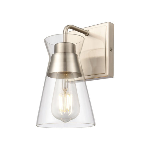 Atlas Lighting Brookville 9'' High 1Lt Sconce, Satin Nickel/Clear