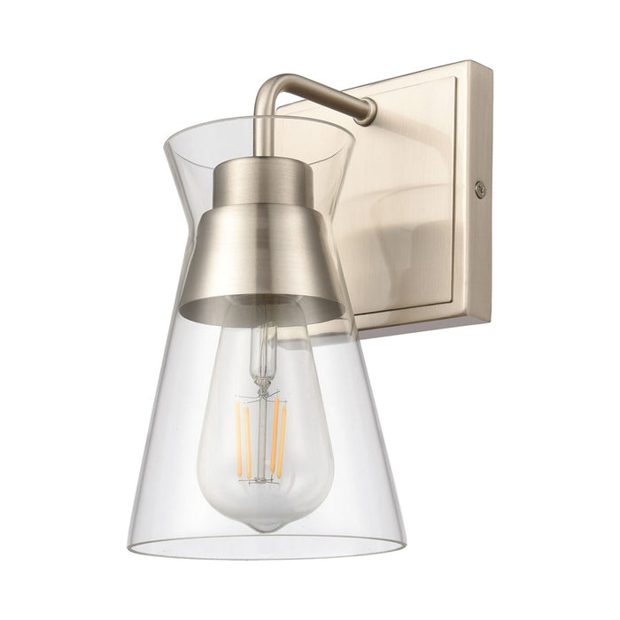 Atlas Lighting Brookville 9'' High 1Lt Sconce, Satin Nickel/Clear