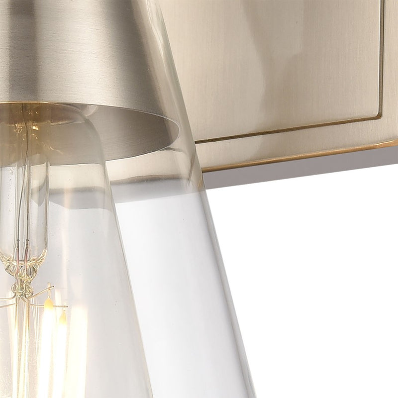 Atlas Lighting Brookville 9'' High 1Lt Sconce, Satin Nickel/Clear