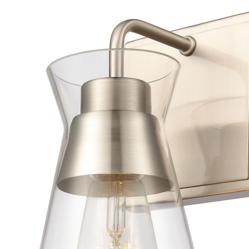 Atlas Lighting Brookville 9'' High 1Lt Sconce, Satin Nickel/Clear