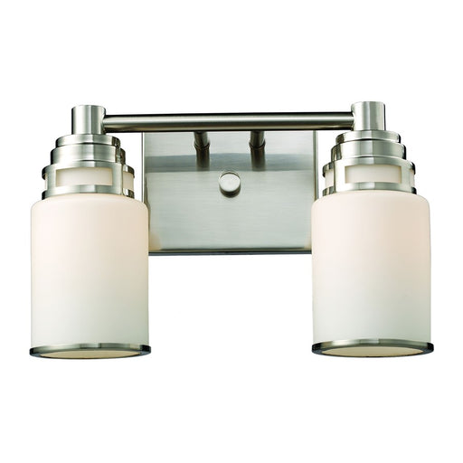Atlas Lighting Bryant 14''W 2Lt Vanity Light, Satin Nickel/White