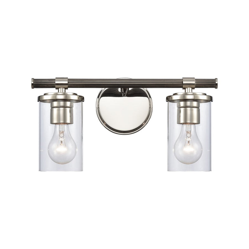 Atlas Lighting Burrow 15'' Wide 2Lt Vanity Light, Nickel/Clear