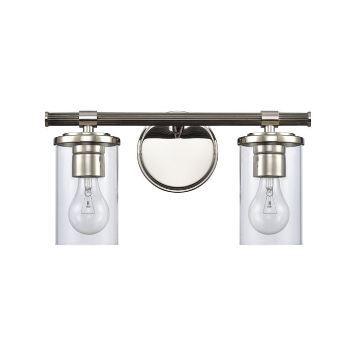 Atlas Lighting Burrow 15'' Wide 2Lt Vanity Light, Nickel/Clear