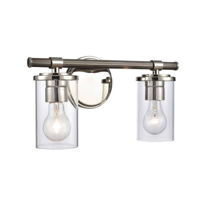 Atlas Lighting Burrow 15'' Wide 2Lt Vanity Light, Nickel/Clear