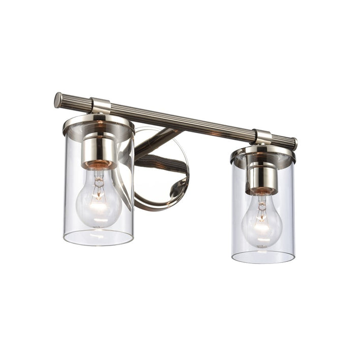 Atlas Lighting Burrow 15'' Wide 2Lt Vanity Light, Nickel/Clear