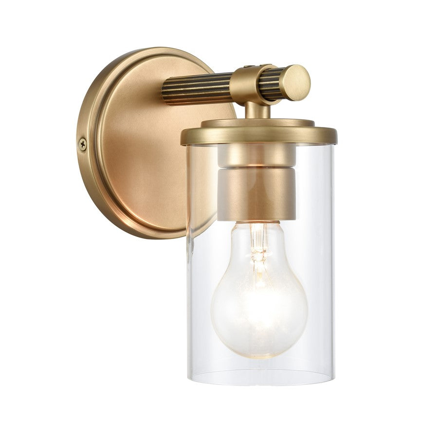 Atlas Lighting Burrow 5''W 1Lt Vanity Light, Natural Brass/Clear