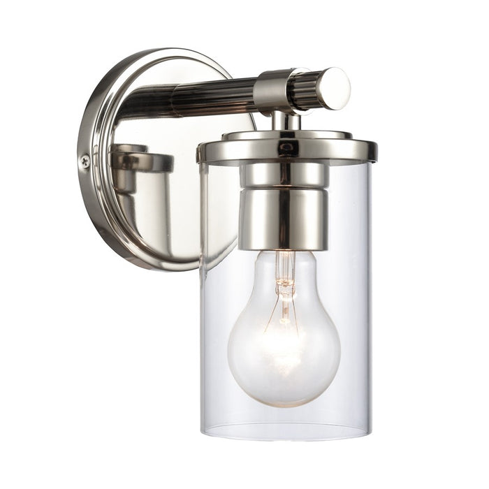 Atlas Lighting Burrow 5'' Wide 1Lt Vanity Light, Nickel/Clear