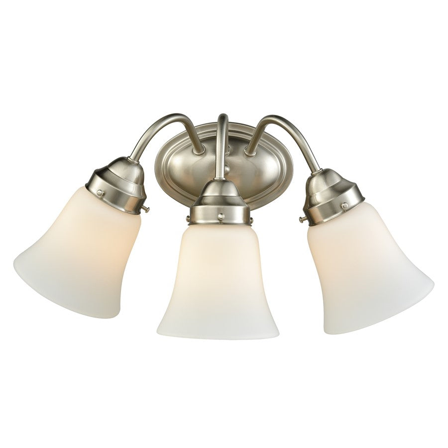 Atlas Lighting Califon 17'' Wide 3Lt Vanity Light, Nickel/White