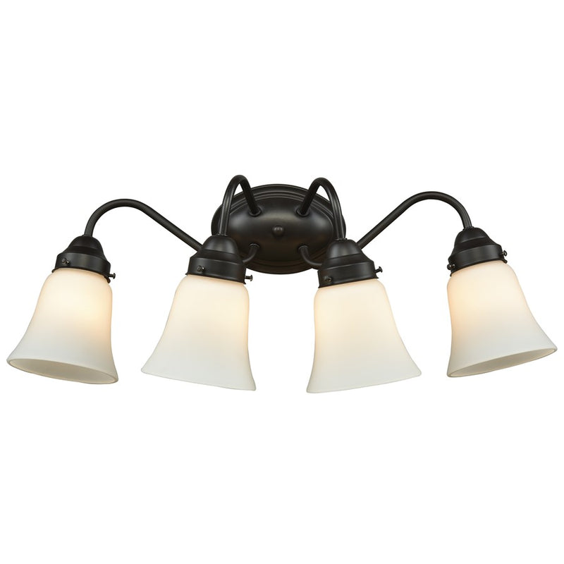 Atlas Lighting Califon 4-Light Vanity Light | Traditional Oil Rubbed Bronze and White Frosted Glass | Bathroom & Vanity Lighting | Model WL11239-BZ