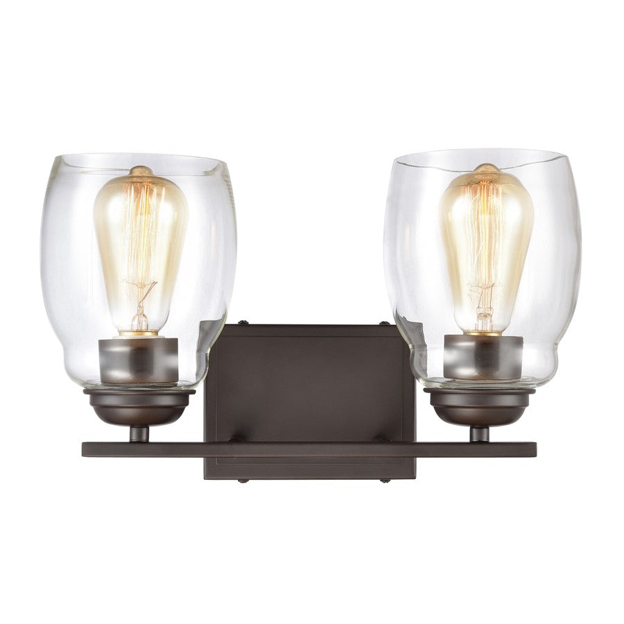 Atlas Lighting Calistoga 14'' Wide 2Lt Vanity Light, Bronze/Clear