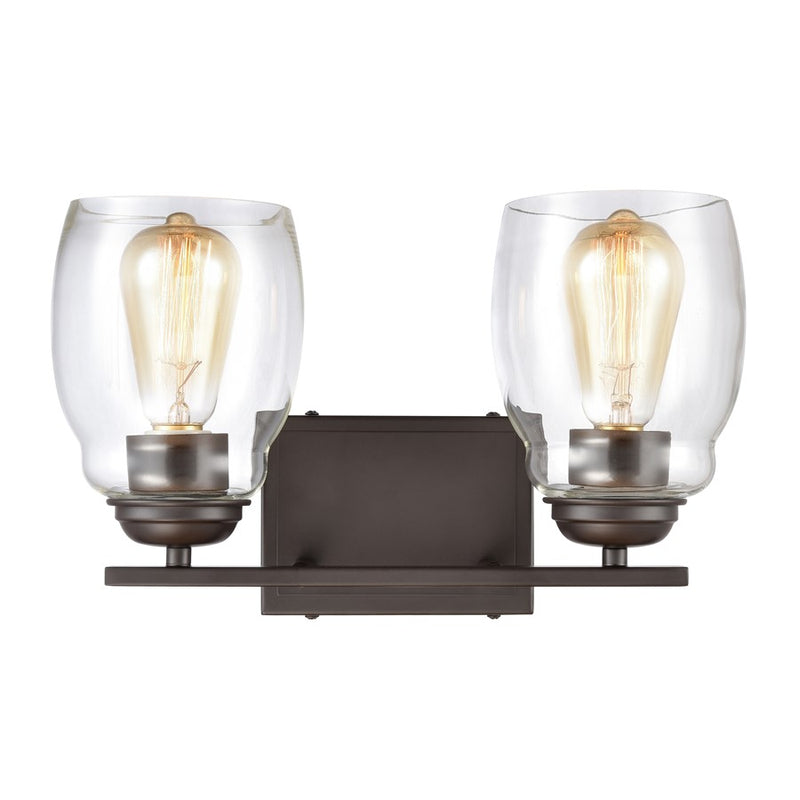 Atlas Lighting Calistoga 14in 2-Light Vanity Light | Traditional Oil Rubbed Bronze and Clear Glass | Bathroom Vanity | Model WL11241-BZ