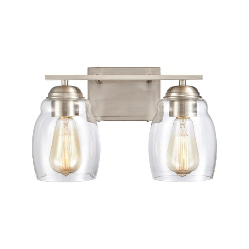 Atlas Lighting Calistoga 14'' Wide 2Lt Vanity Light, Nickel/Clear