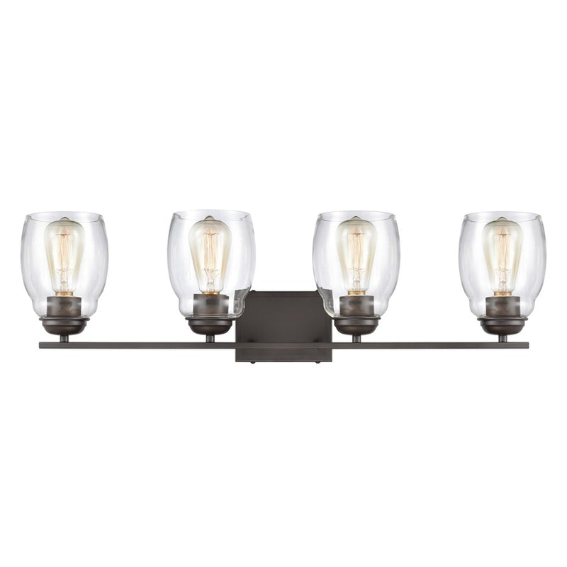 Atlas Calistoga 30in 4-Light Vanity Light | Transitional Oil Rubbed Bronze and Clear Glass | Bathroom Vanity | 30.5 x 6 x 9 in | Model WL11243-BZ