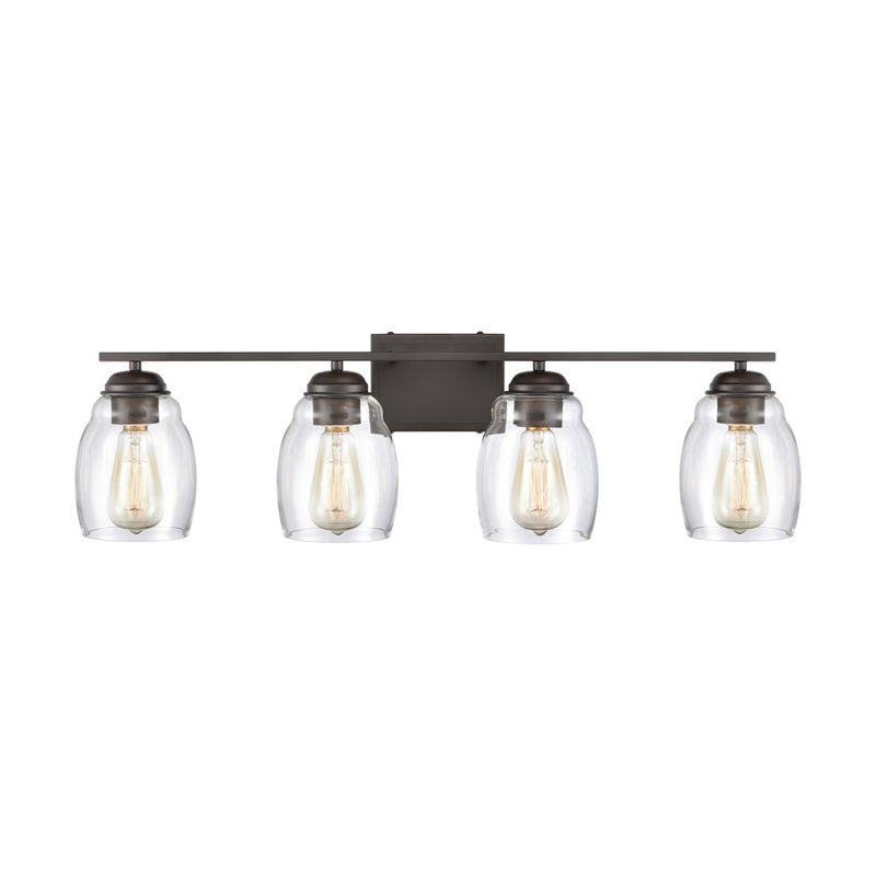 Atlas Calistoga 30in 4-Light Vanity Light | Transitional Oil Rubbed Bronze and Clear Glass | Bathroom Vanity | 30.5 x 6 x 9 in | Model WL11243-BZ