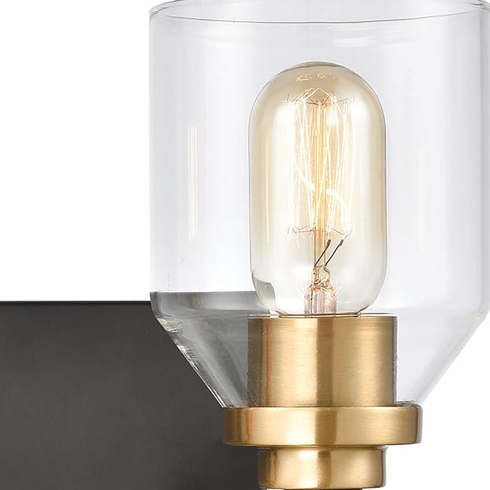 Atlas Lighting Cambria 13''W 2Lt Vanity Light, Matte Black/Clear