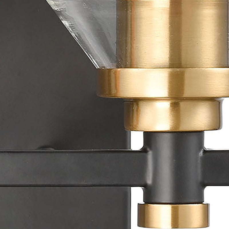 Atlas Cambria 13in 2-Light Vanity Light | Transitional Matte Black and Satin Brass with Clear Glass | Bathroom Vanity | Model WL11244-BK