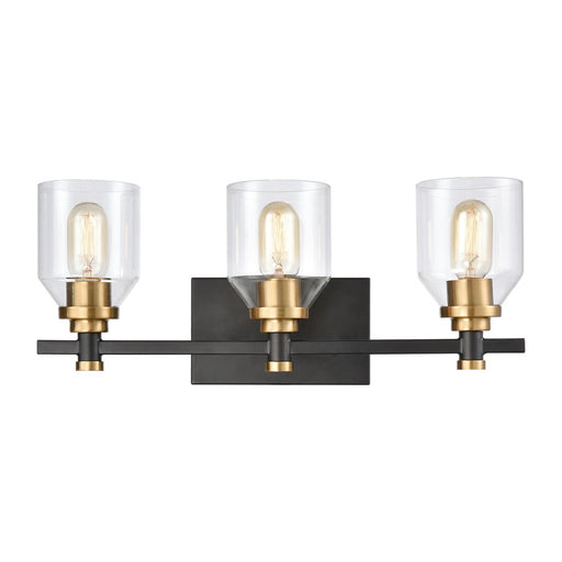 Atlas Lighting Cambria 20''W 3Lt Vanity Light, Matte Black/Clear