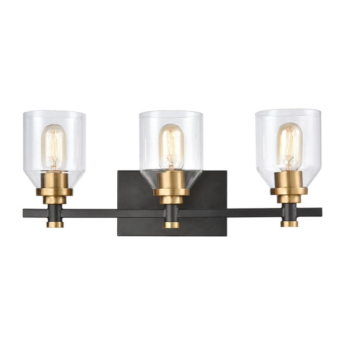 Atlas Lighting Cambria 20''W 3Lt Vanity Light, Matte Black/Clear