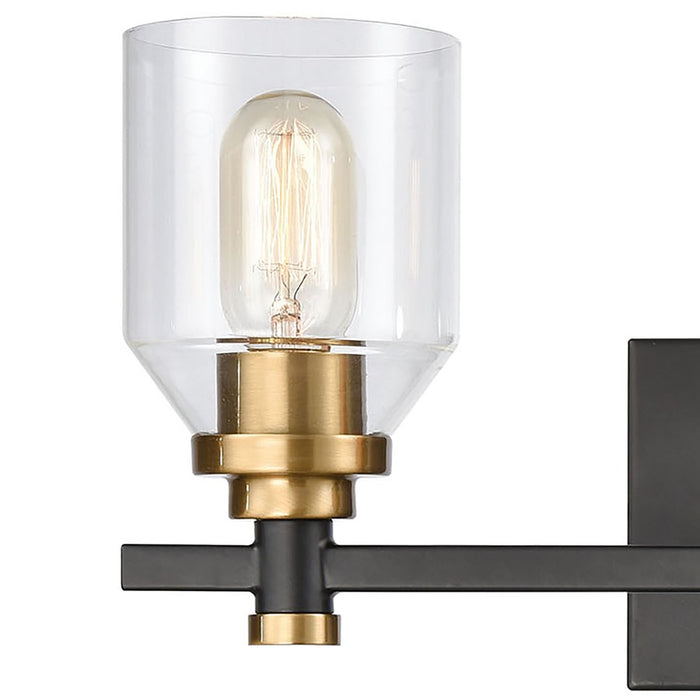 Atlas Lighting Cambria 20''W 3Lt Vanity Light, Matte Black/Clear
