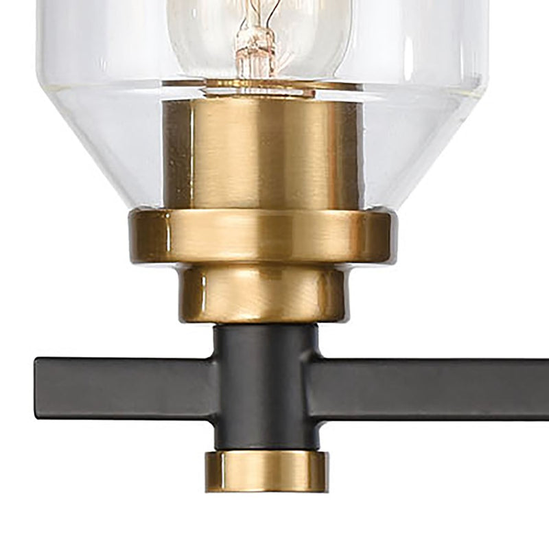Atlas Lighting Cambria 20''W 3Lt Vanity Light, Matte Black/Clear
