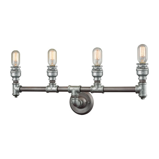 Atlas Lighting Cast Iron Pipe 28'' Wide 4Lt Vanity Light, Zinc