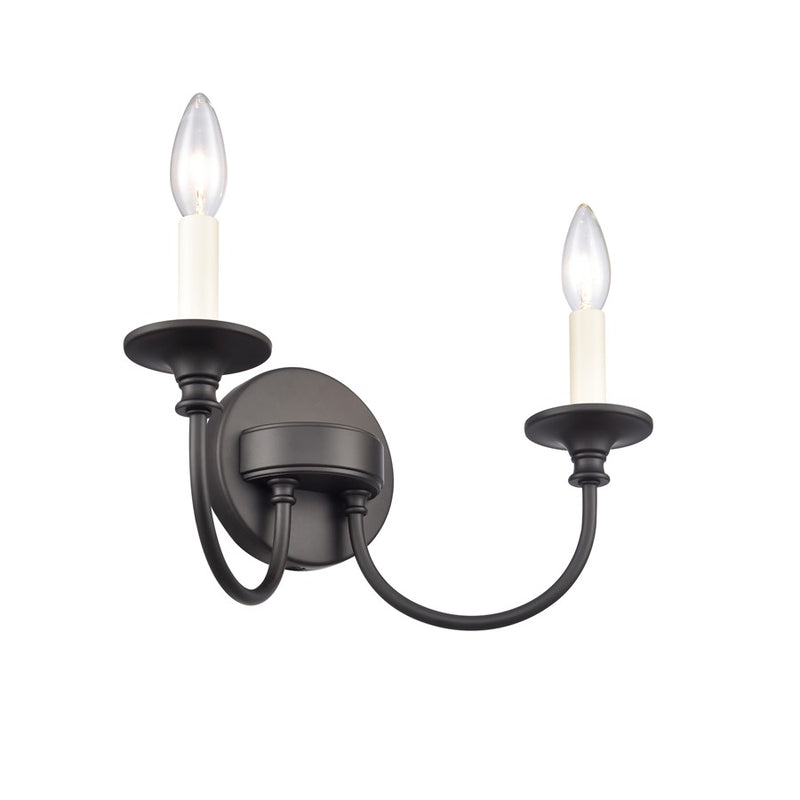 Atlas Lighting Cecil 14'' Wide 2Lt Vanity Light, Matte Black