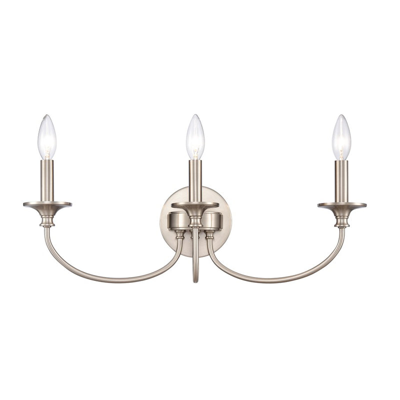 Atlas Lighting Cecil 22in 3-Light Vanity Light | Traditional Brushed Nickel Metal | Bathroom & Powder Room | 22 x 6.5 x 7.75 in | Model WL11250-NK