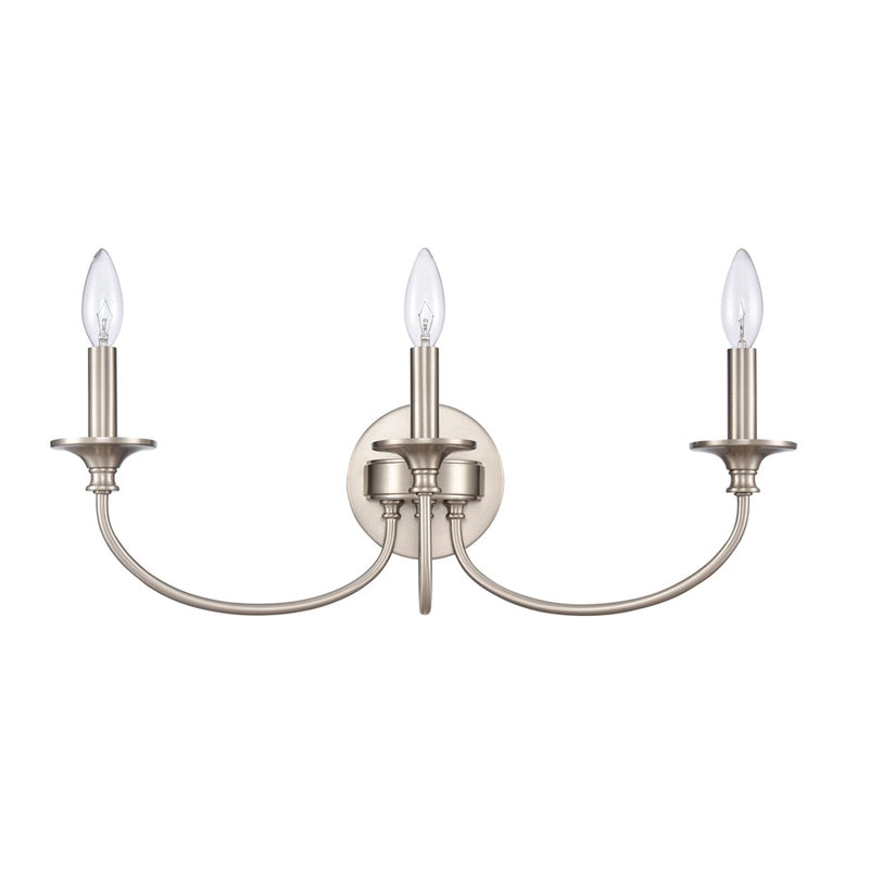 Atlas Lighting Cecil 22in 3-Light Vanity Light | Traditional Brushed Nickel Metal | Bathroom & Powder Room | 22 x 6.5 x 7.75 in | Model WL11250-NK