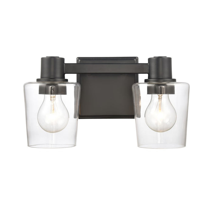 Atlas Lighting Celia 12'' Wide 2Lt Vanity Light, Matte Black/Clear