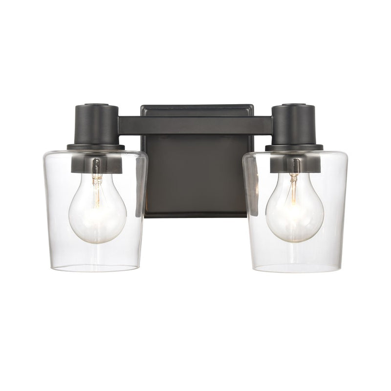Atlas Lighting Celia 12in 2-Light Vanity Light | Transitional Matte Black and Clear Glass | Bathroom Vanity | 12 x 6 x 7 in | Model WL11251-BK