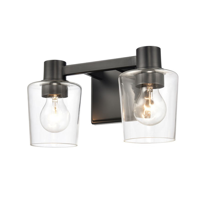 Atlas Lighting Celia 12'' Wide 2Lt Vanity Light, Matte Black/Clear