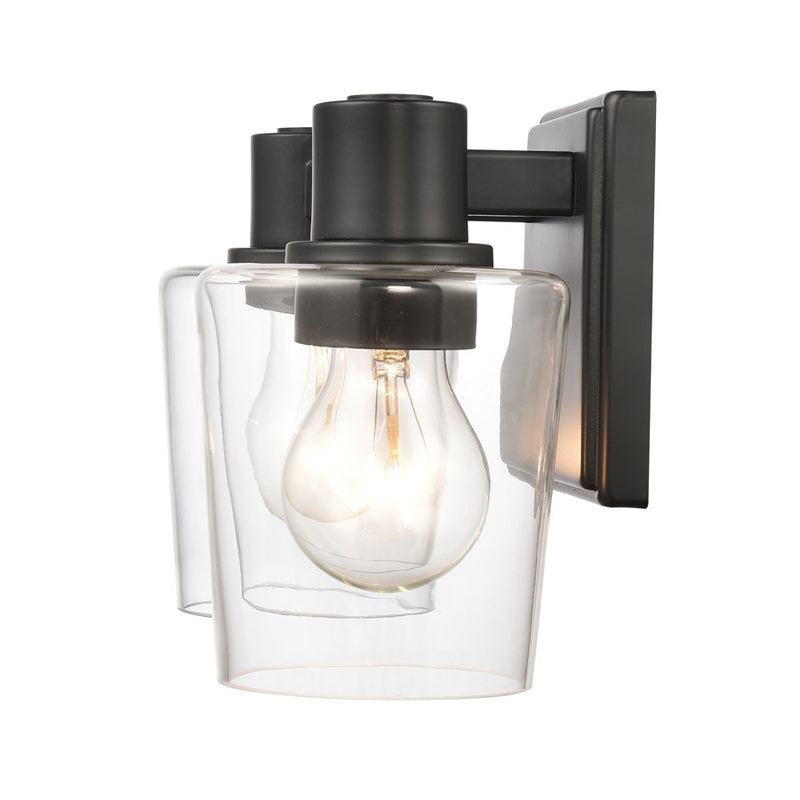 Atlas Lighting Celia 12'' Wide 2Lt Vanity Light, Matte Black/Clear