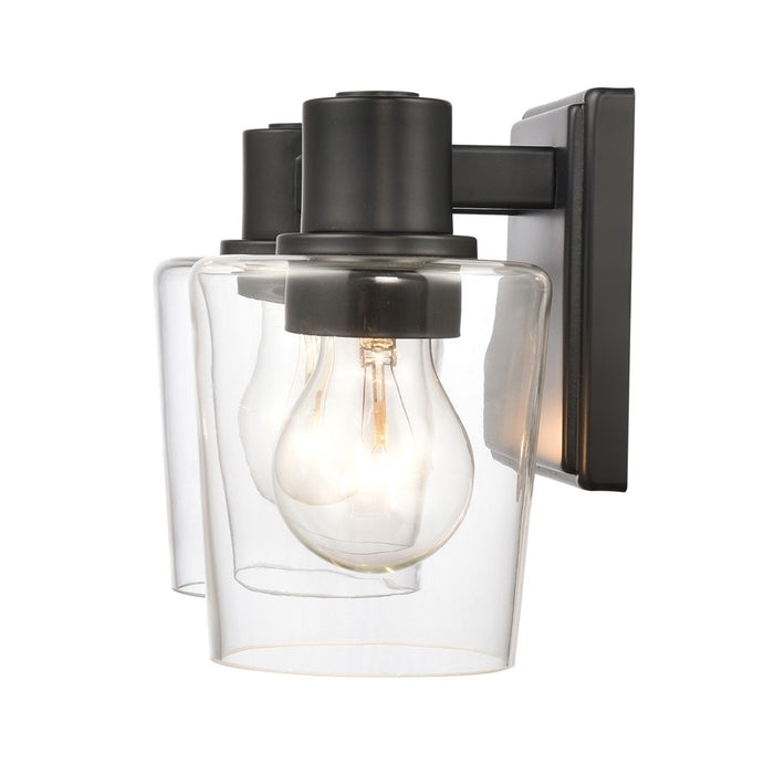 Atlas Lighting Celia 12'' Wide 2Lt Vanity Light, Matte Black/Clear