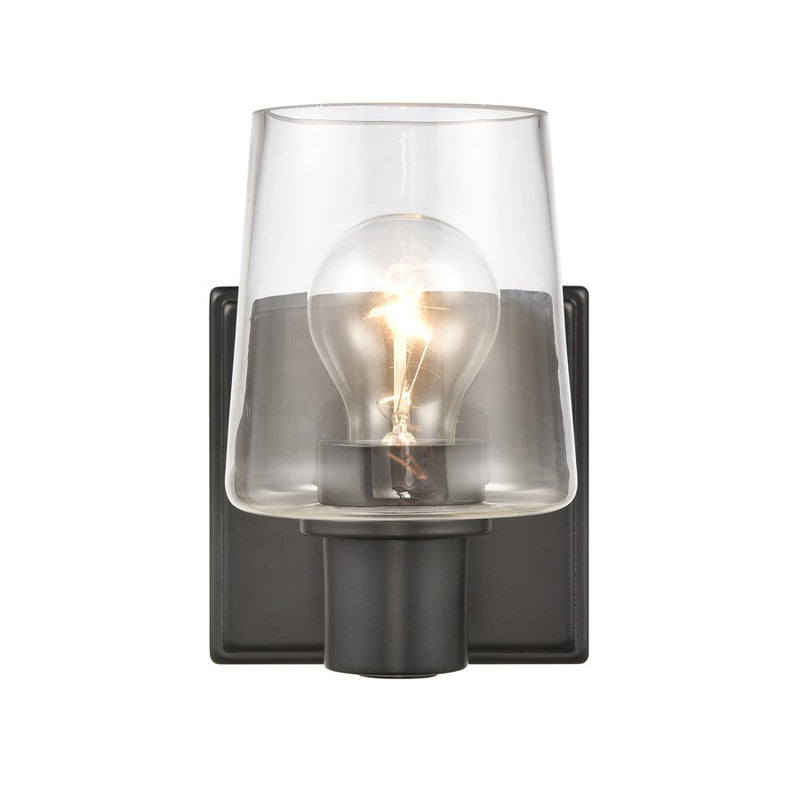 Atlas Lighting Celia 5in 1-Light Vanity Light | Transitional Matte Black and Clear Glass | Bathroom Vanity | 5 x 6 x 7 in | Model WL11252-BK