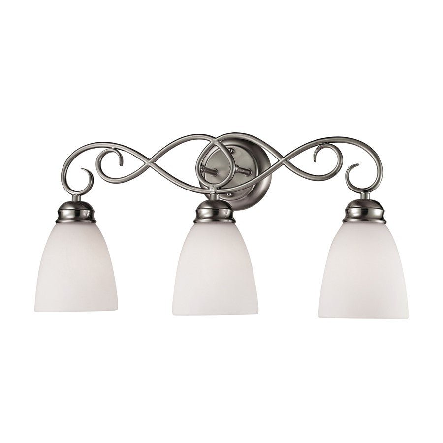 Atlas Lighting Chatham 23'' Wide 3Lt Vanity Light, Nickel/White