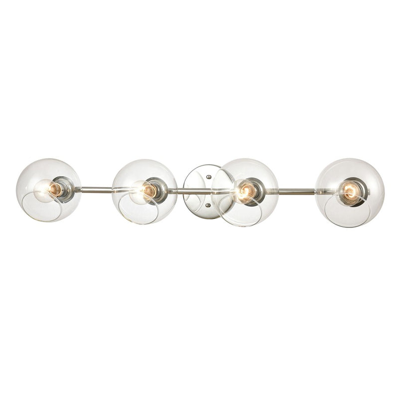 Atlas Lighting Claro 36in 4-Light Vanity Light | Modern Polished Chrome and Clear Glass | Bathroom & Powder Room | 36 x 9 x 7 in | Model WL11259-CH