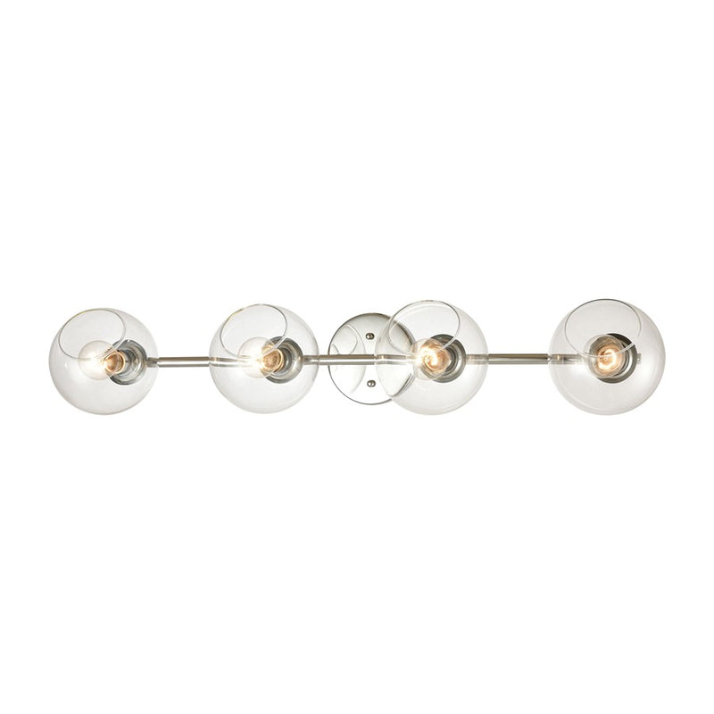 Atlas Lighting Claro 36in 4-Light Vanity Light | Modern Polished Chrome and Clear Glass | Bathroom & Powder Room | 36 x 9 x 7 in | Model WL11259-CH