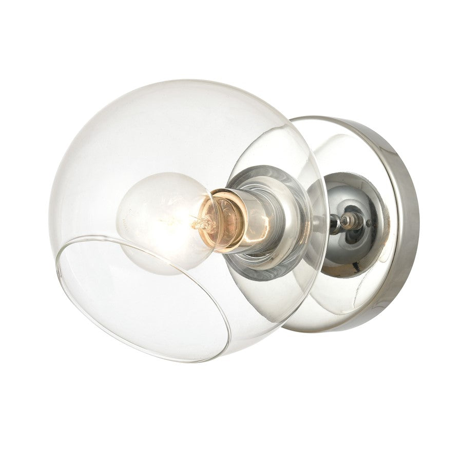 Atlas Lighting Claro 7'' High 1Lt Sconce, Polished Chrome/Clear