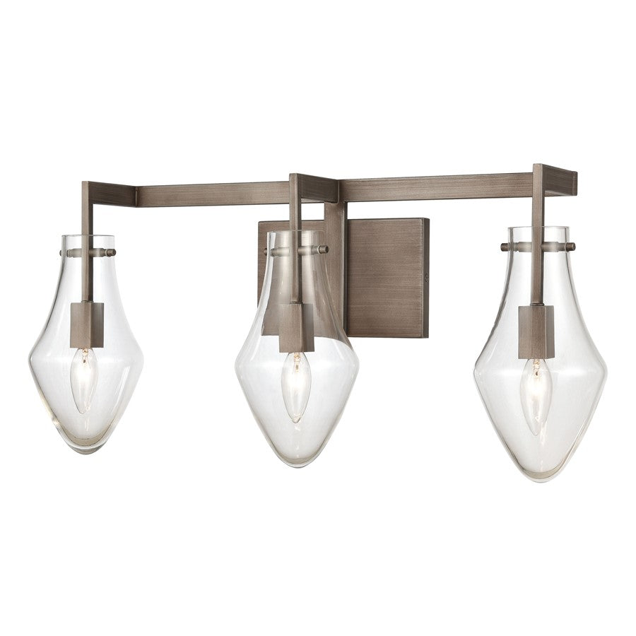 Atlas Lighting Culmination 26'' Wide 3Lt Vanity Light, Zinc/Clear