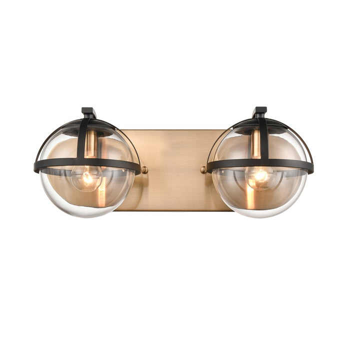 Atlas Lighting Davenay 16''W 2Lt Vanity Light, Satin Brass/Clear