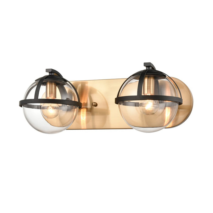 Atlas Lighting Davenay 16''W 2Lt Vanity Light, Satin Brass/Clear