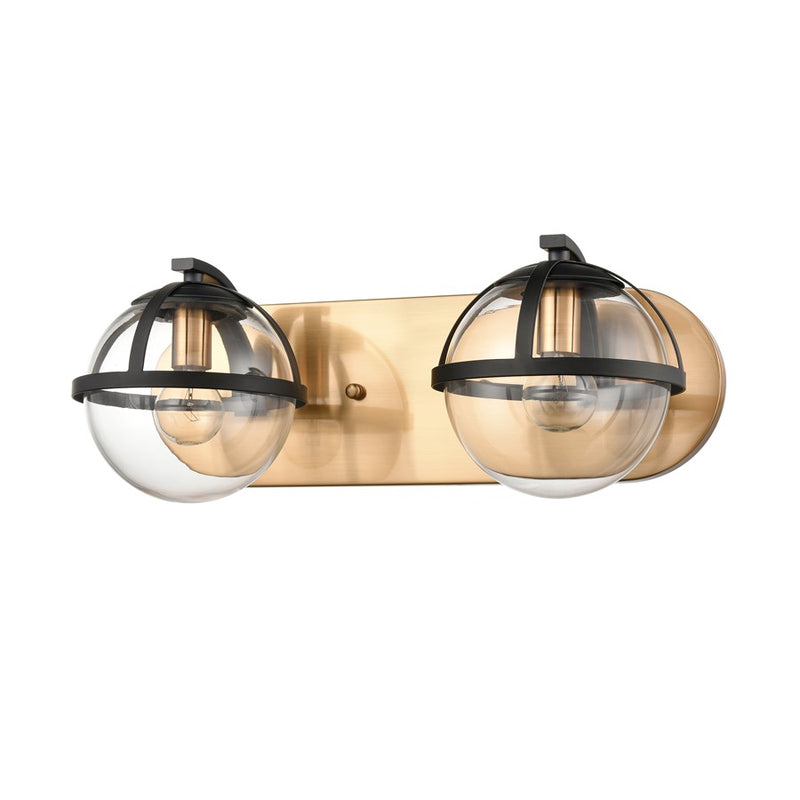 Atlas Lighting Davenay 16in 2-Light Vanity Light | Transitional Satin Brass and Clear Glass | Bathroom Vanity | 16 x 7.5 x 6 in | Model WL11274-BS