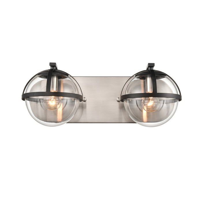 Atlas Lighting Davenay 16''W 2Lt Vanity Light, Satin Nickel/Clear